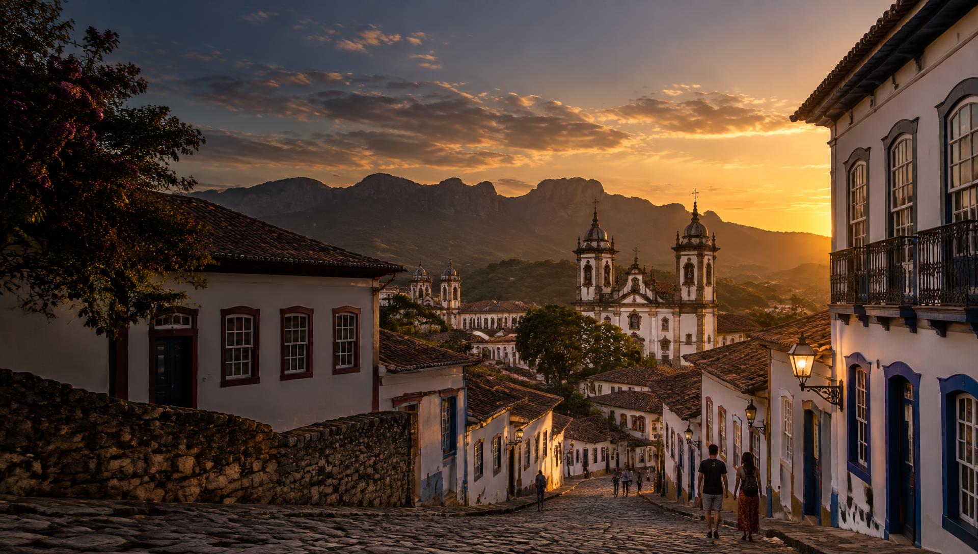 Centro histórico de Diamantina ao pôr do sol